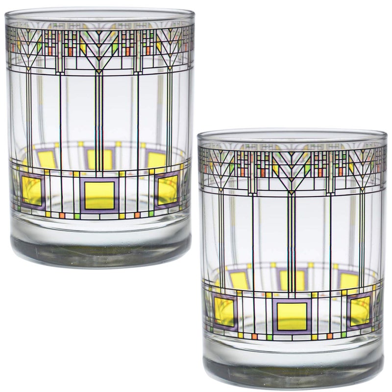 Culver Frank Lloyd Wright DOF Double Old Fashioned Glass 14-Ounce (Gift Boxed Set of 2, Tree of Life) - Image 1